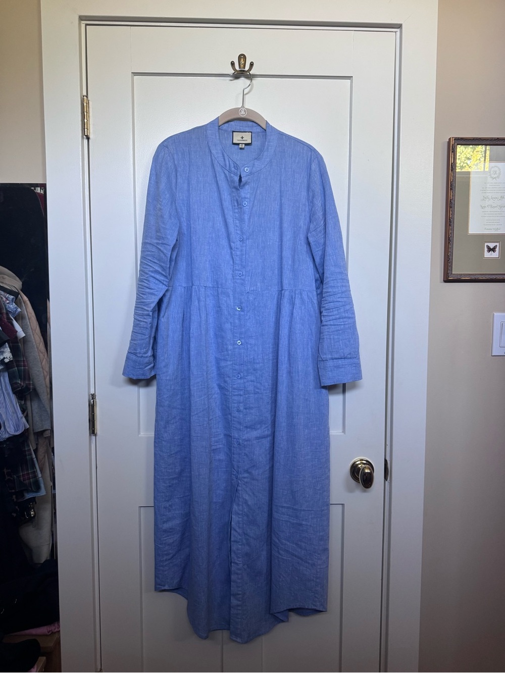 Tuckernuck Chambray Button-Front Long-Sleeve Maxi Dress